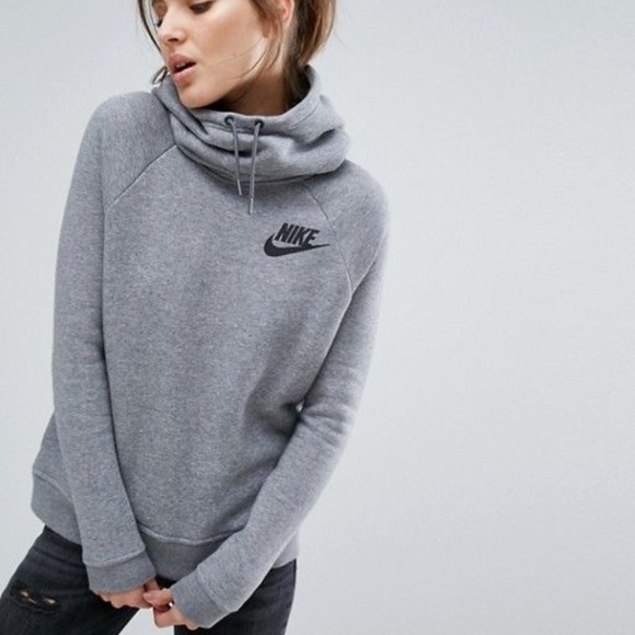 Nike Tops - Nike Funnel Neck Pullover Hoodie In Grey